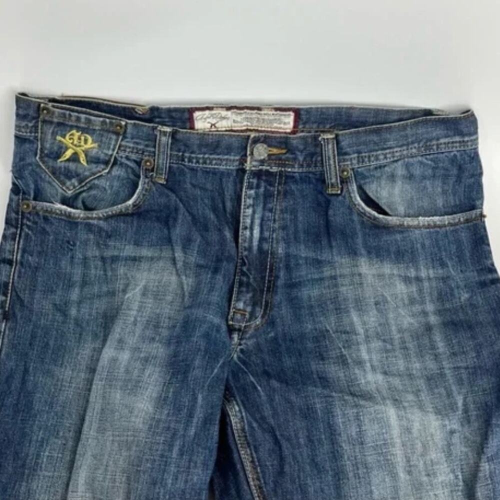 Artful Dodge Jeans, Mens Size 34, Blue Embroidered Relaxed Denim - Picture 4 of 10